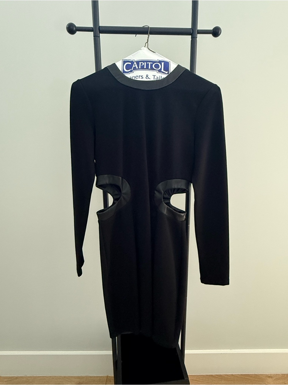 STAUD Long-Sleeve Black Cutout Mini Dress - Picture 2 of 4